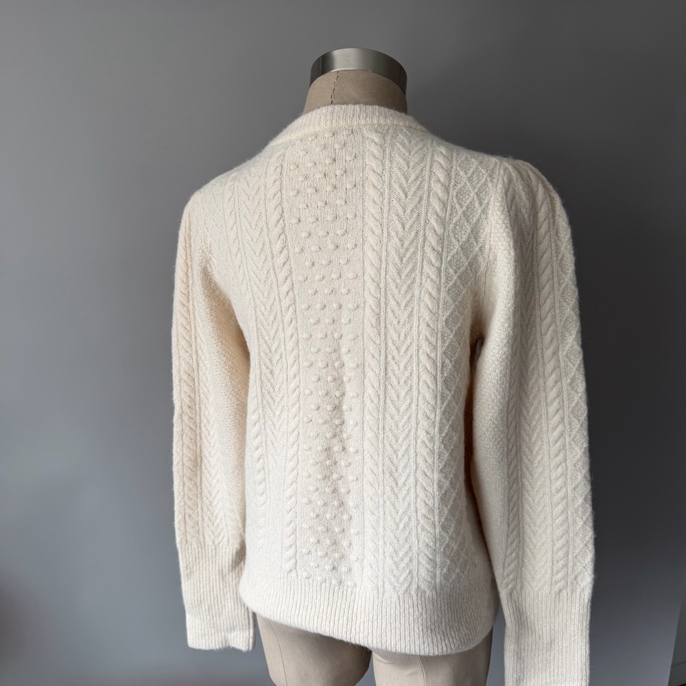 J.Crew Cream Cable Knit Sweater Women’s Large Ivory Wool Blend - Picture 4 of 7